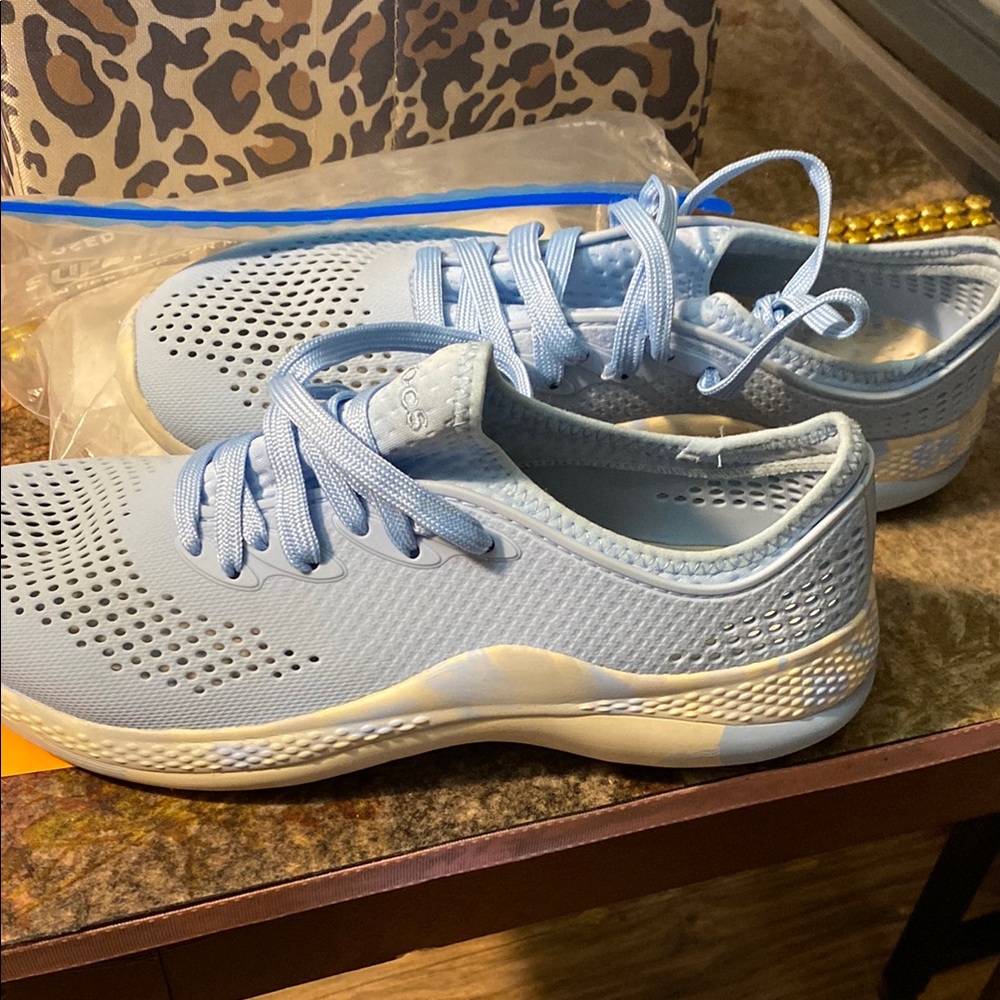 CROCS Blue Sneakers with Canvas Upper and Rubber Soles